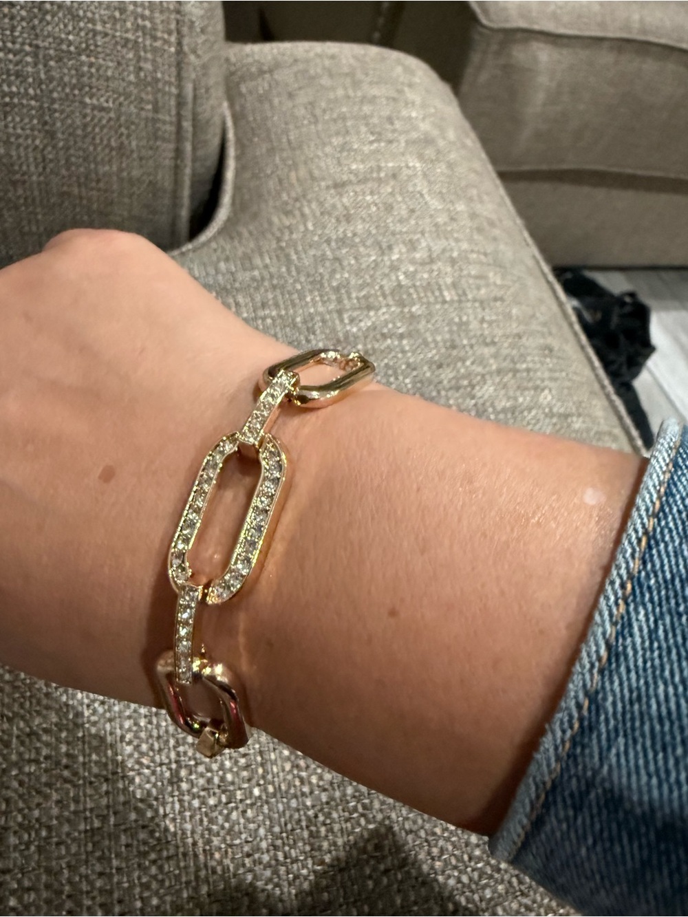 Avon Gold Pavé Chain Link Bracelet with Sparkling Crystals